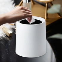 AuroraX 1 Gallon Desk Mini Trash Can White Cute Round Affordable Luxury Solid Wastebasket Minimalist Stylish Plastic Trash Bin for Dormitory Living Office