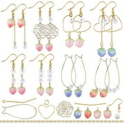 1 Box DIY 10 Pairs Flower Charms Earring Making Kit Hollow Charms for Jewelry Making Rose Charms Heart Link Rings Resin Flowers Charms Imitation Pearl Beads Earring Hooks Adult Instruction