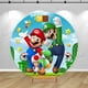 thumbnail image 3 of Fondo redondo con cubiertas redondas de Super Mario, decoración para fiesta de cumpleaños de niños, fondo con forma de cilindro de dinosaurio y princesa, 3 of 4