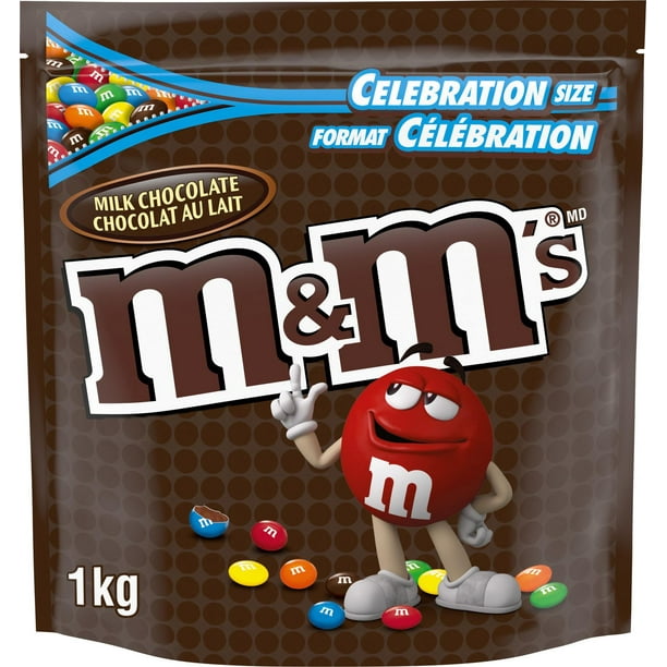 Friandises au chocolat au lait M&M’s, format célébration, sac tenant debout, 1 kg