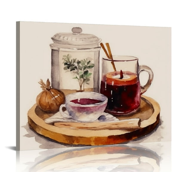 QZHH  Poster Bathroom Decor, Wall Art Room Decor Multicolor for Living Room, Bedroom, Office Merry Christmas Pine Tree Snowflake Mulled Wine Nature Wilderness Illustrations Holidays