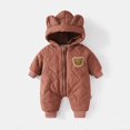 thumbnail image 2 of Kogui Baby Crawling Suit Newborn Infant Baby Boys Girls Snowsuits Hoodie Jumpsuit Winter Warm Padded Thick Coat Outfit Size 3 6 Months (Coffee,3-6 Months), 2 of 3