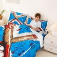 thumbnail image 3 of Castle Fairy Baseball Graffiti Queen Sheets 4 Pieces, Crossed Bat Pattern Queen Sheet Sets, Blue Red White,1 Fitted Sheet, 1 Flat Sheet and 2 Pillowcases, 3 of 6