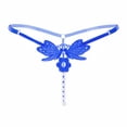 thumbnail image 1 of Culottes Aguichant Perles pour Femmes Broderie String Mode Papillon, Bleu, 1 of 5