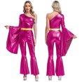 thumbnail image 5 of vastwit Womens 70s Disco Dance Leotard Flared Bell Bottoms Jumpsuit Funky Dancewear Hot Pink XXL, 5 of 6