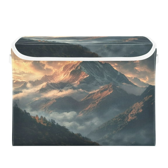 Storage Box With Lid 16.5x12.6x11.8In Foldable Stacked Household Storage Box A Big Mountain