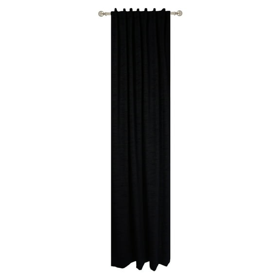 Better Homes & Gardens Textured Solid Chenille Light Filtering Single Curtain Panel, Black, 50"W x 108"L