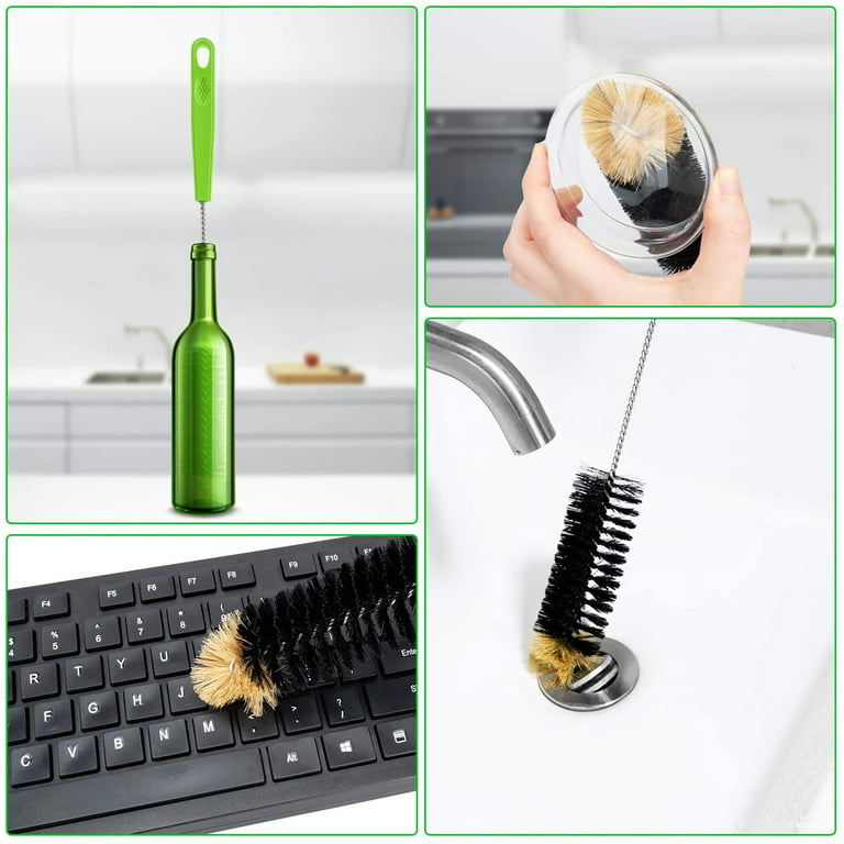 Coralpearl Utility Bottle Cleaning Brush Set Long Handle Thin Small Big  Wire Cleaner Bendable Flexible for Narrow Neck Skinny Spaces of Water Beer