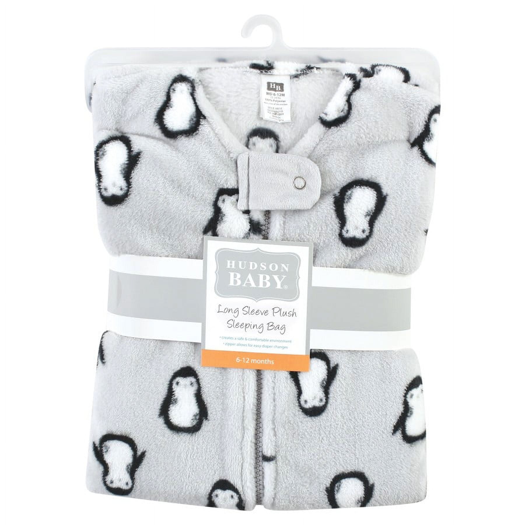 Hudson Baby Plush Long-Sleeve Sleeping Bag, Sack, Blanket, Gray Penguin, 18-24 Months