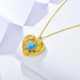 thumbnail image 4 of AOBOCO Christmas Gifts for Women, Gold Locket Necklace Sunflower Heart Locket with Natural Turquoise Pictures Necklace Photo Locket Necklace Personalized Jewelry Gifts for Women, 4 of 6