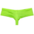 thumbnail image 2 of Botmois Men Wet Look Glossy Bikini Underpants Half Hip Underwear Bulge Pouch Boxer Briefs Male Pouch Enhance Panties Apple Green L, 2 of 3