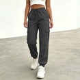 thumbnail image 3 of WAVSUF Women's Cargo Pants, Elastic Waist Loose Fit Multiple Pockets Fall Casual Hiking Joggers Black L, 3 of 7