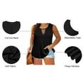 thumbnail image 2 of CASSIE LIZ Plus Size Women's Solid Black Tank Tops 2X Strappy Hollow-out Neck Sleeveless Pullover Loose Hem Summer Shirts 2XL 18W 20W, 2 of 3