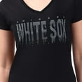 thumbnail image 3 of Women's G-III 4Her by Carl Banks  Black Chicago White Sox Metallic Drop Lightweight V-Neck T-Shirt, 3 of 3