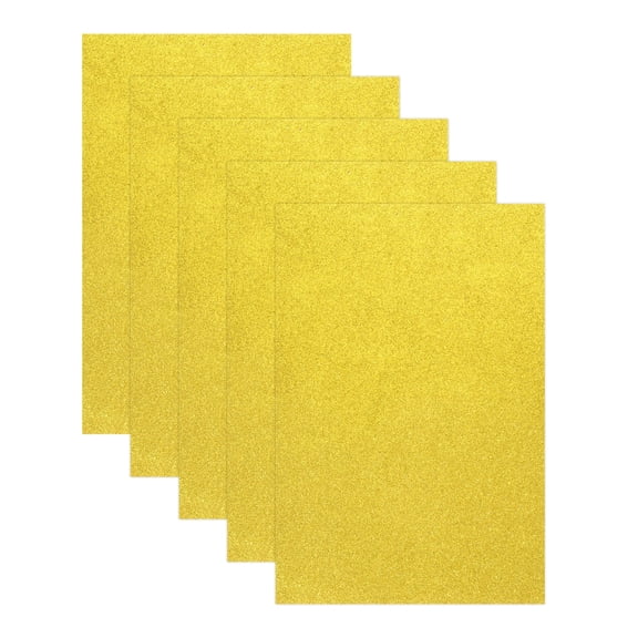 5 Sheets Yellow Shiny Foam Sheets, 8 Inch x 12 Inch Sparkle EVA Foam Handicraft Sheets EVA Paper for Art Crafts Projects, Scrapbook Gift DIY Card Party Decoration