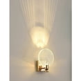 thumbnail image 3 of Lámpara de araña redonda nórdica de lujo, colgante de cristal para iluminación de sala de estar, cuerpo de lámpara de aluminio dorado, pantalla de cristal de alta transmitancia, base gruesa para una, 3 of 4