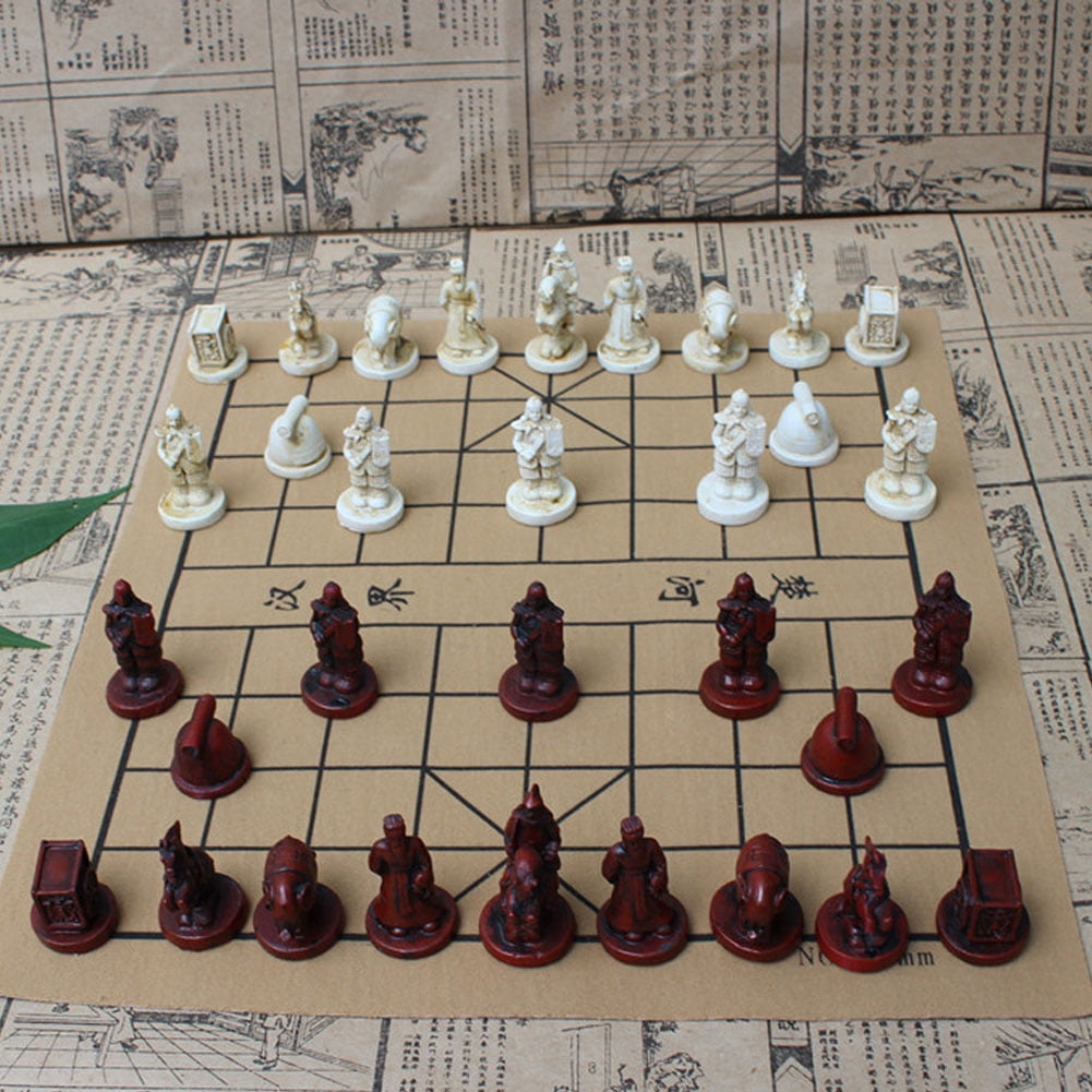 Wooden Handmade Chess Hand Carved Board Full Set Vintage Style 11.81 x 1.97 Inch 