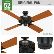 Hunter 52 inch Outdoor or Indoor Ceiling Fan No Light - Black Ceiling Fan without Light, For Patio, Porch, Garage, or Living Room, Standard Mount, 5 Blades, Pull Chain - Original 23838, Matte Black
