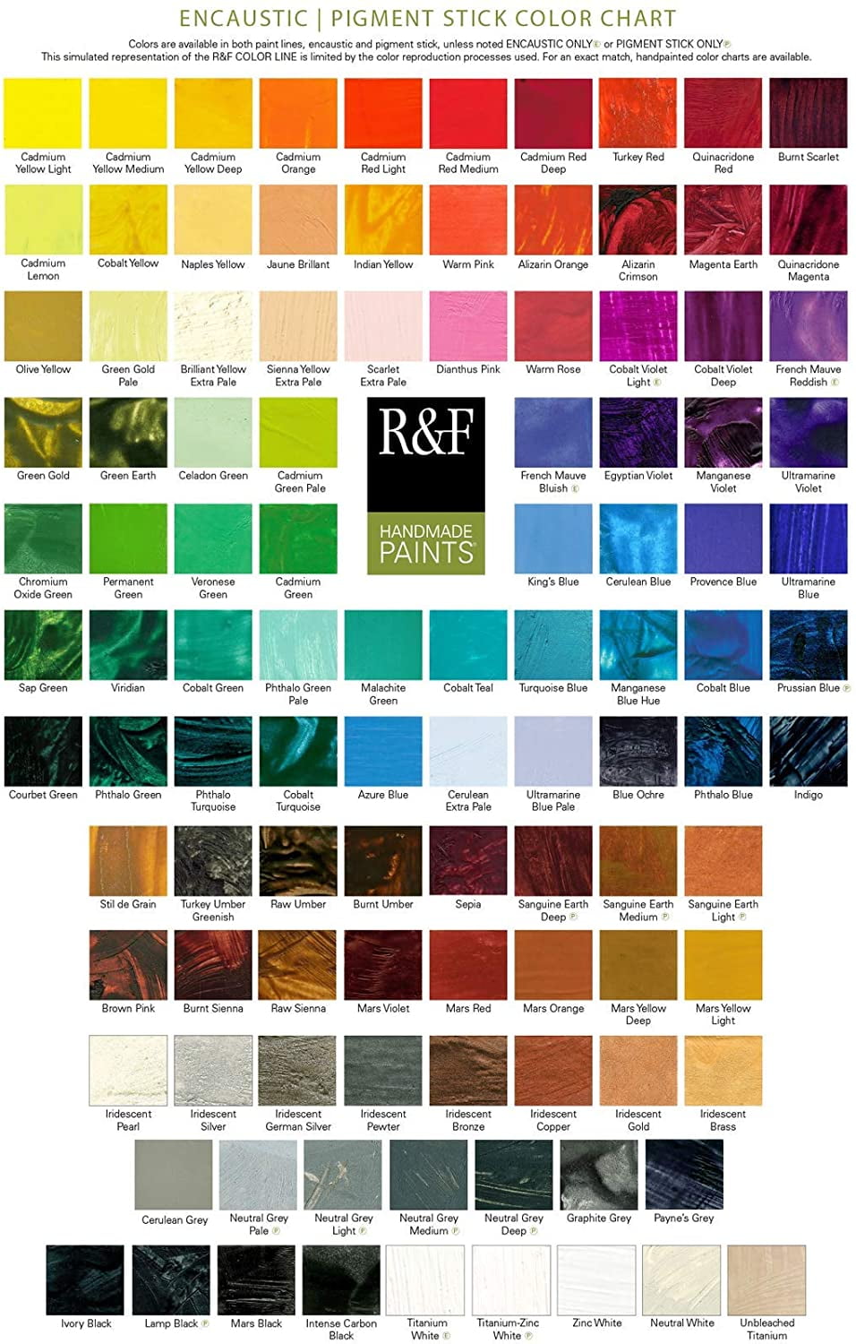 R&F Handmade Paints Pigment Stick Set, 6-Color Chromatic Tones Set