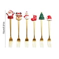 thumbnail image 3 of 6 Pack Christmas fork Set, Christmas Stainless Steel Dessert Coffee Tea fork, Holiday Party Tableware, Figurine Design - Gold, 3 of 6