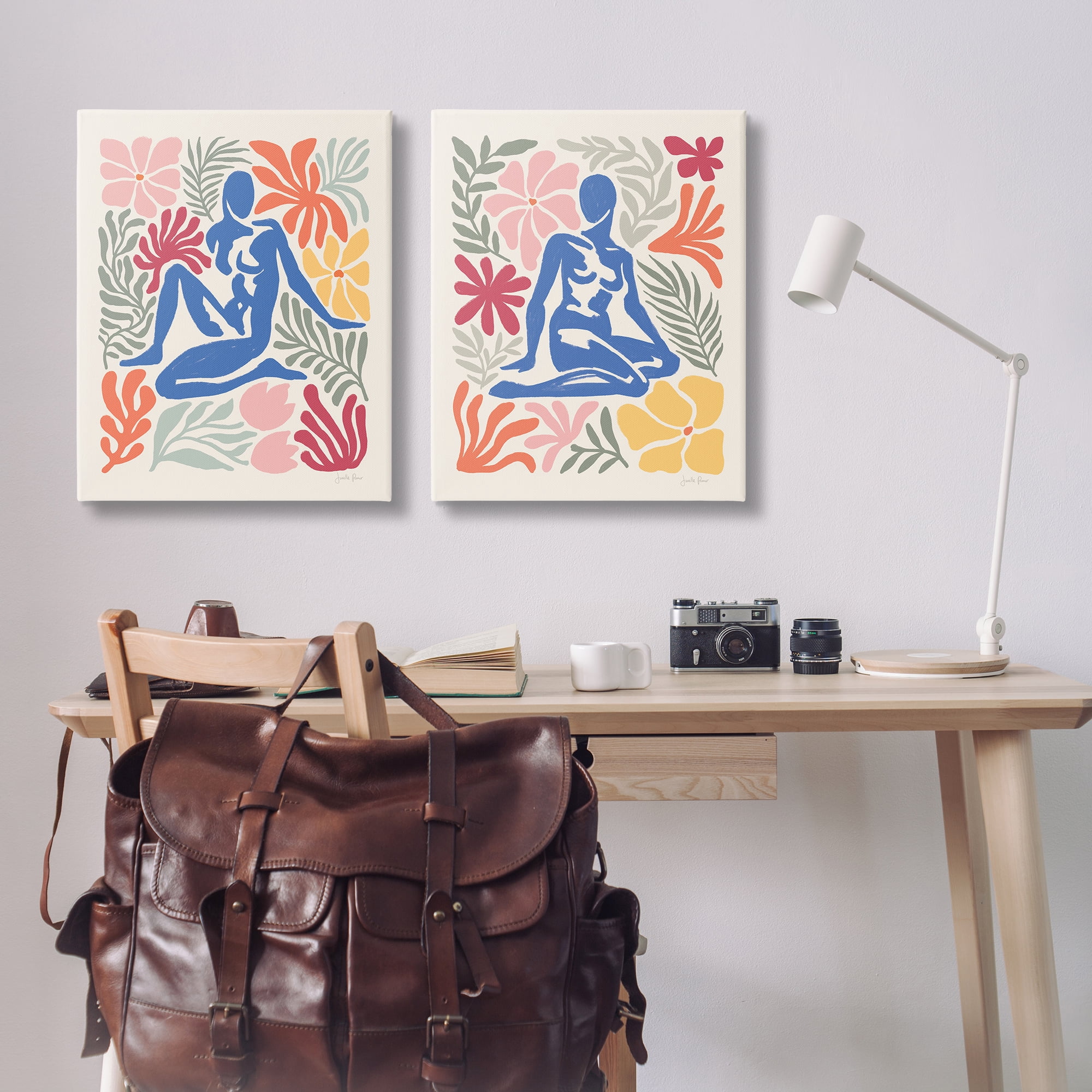 Stupell Industries Abstract Garden Female Figure People Painting Wrapped Canvas Art Print Wall Art, 24 x 30, Set of 2