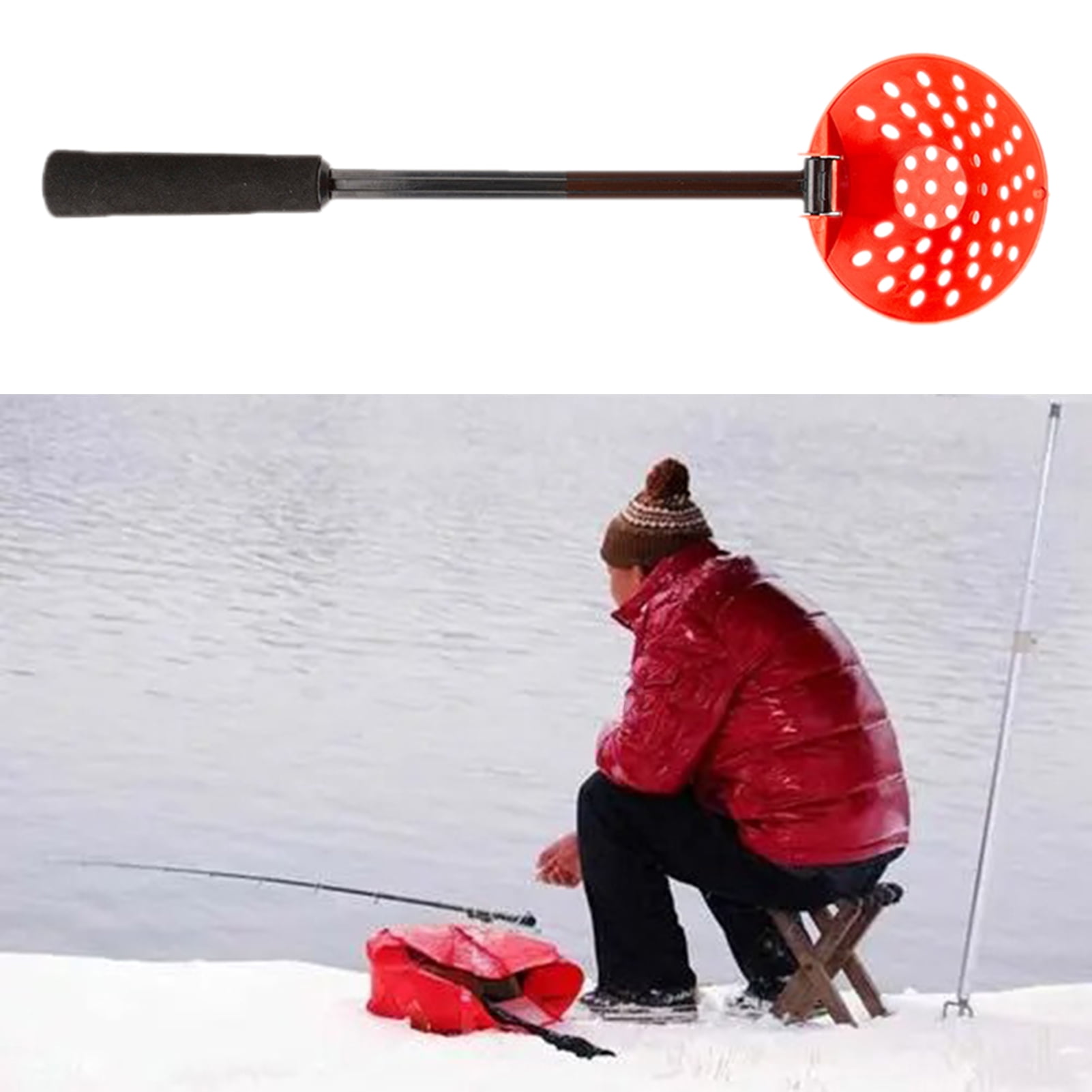 Ice Scooper, Winter Ice Fishing Tool, Ice Scoop Skimmer with Eva Handle,  Ice Fishing Scoop, Outdoor Ice Fishing Tackle Tool Accessories
