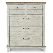 Steve Silver Bear Creek Vertical Dresser with 5 Drawers and Metal, Whitewashed Gray