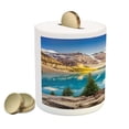 thumbnail image 2 of Landscape Piggy Bank, Idyllic View of Moraine Lake at Sunset in Canadian Rocky Mountain Range Picture, Ceramic Coin Bank Money Box for Cash Saving, 3.6" X 3.2", Multicolor, by Ambesonne, 2 of 4