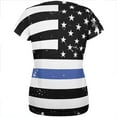 thumbnail image 2 of Distressed Thin Blue Line American Flag All Over Womens T Shirt Multi SM, 2 of 2