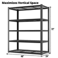 thumbnail image 6 of Legooin 24x48x72 inch Garage Storage Rack Height Adjustable Shelving Unit Industrial Residential Wire Shelf Organizer Rack 2500 lbs Load Capacity, Black, 6 of 11