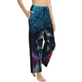 thumbnail image 3 of Cauagu Punk Style Blue Haired Skull Pajama Pants for Women Loose Fit Wide Leg Trouser Pants Casual Elastic Waist Drawstring Lounge Pants, 3 of 6