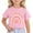 Pink, variant on Little Girls Summer Casual T-Shirt Rainbow Print Short Sleeve T Shirt, Sizes 3-13