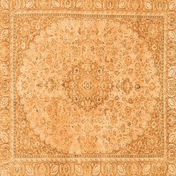 Ahgly Company Indoor Square Abstract Orange Modern Area Rugs, 8' Square