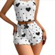 thumbnail image 2 of Conjunto de Pijama de 2 Piezas con Estampado Gráfico para Mujer, Top Corto y Pantalones Cortos de Verano, Conjuntos de Ropa de Dormir Acanalados. y Negro XL, 2 of 5
