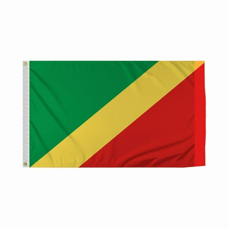 Promopatriot Congo Republic Country Flag 3x5 Ft Outdoor Nylon Double Stitched Edges Canvas Header Brass Grommets 3'x5' Congo Republic