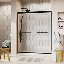 Double Sliding Shower Doors 56-60 in. W x 72 in. H, Framed Glass Shower Door with SGCC Clear Tempered Glass, Matte Black, ACE