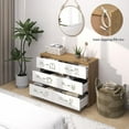 thumbnail image 4 of 6 Drawer Double Dresser for Bedroom, White Dresser, Wooden Dressers with Deep Drawers, Modern Chests of Drawers, TV Stand Wide Storage Dressers with Organizer Cabinet for Closet, Hallway, 4 of 8