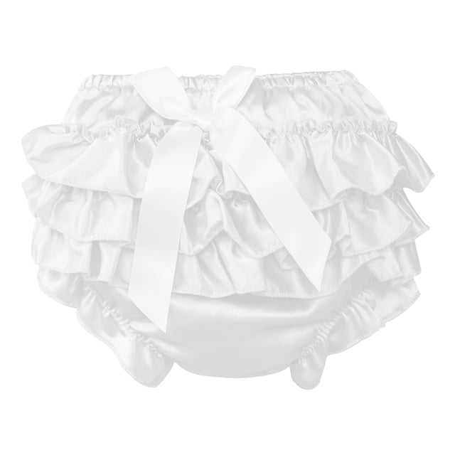 Jowowha Newborn Baby Girl Christmas Ruffle Bloomer Shorts Polka Dots Elastic Waistband Diaper Cover Briefs White XL/80