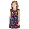 thumbnail image 1 of Vsdgher Champignon Arc-en-Ciel Couleur Crâne pour Filles Chemises de Nuit Tout-Petits Manches Courtes Volantées Nuisette Robe de Nuit Tenue de Sommeil Pyjamas pour Fête Pyjama-X-Grand, 1 of 6