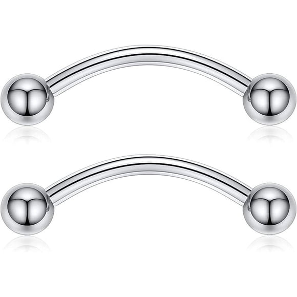 1 Paire 14G 16G G23 Bouclier en Titane Solide Barre de Musculation Filetage Interne Trou de Langue Argent, Métal