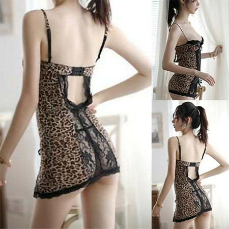 

MIARHB Sexy Transparent Allure Leopard Charm One-Piece Lingerie