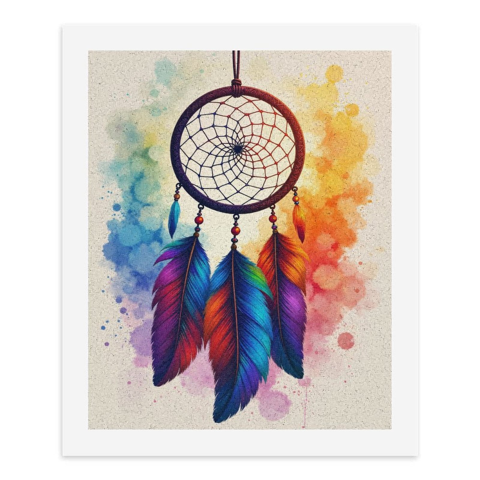 Paint By Numbers Kit for Adults Beginner - DIY Dreamcatcher Rainbow Feathers Art Canvas Painting Kits for Adults, Frameless Paint By Number for Adults for Home Wall Decor 16x20 Inch