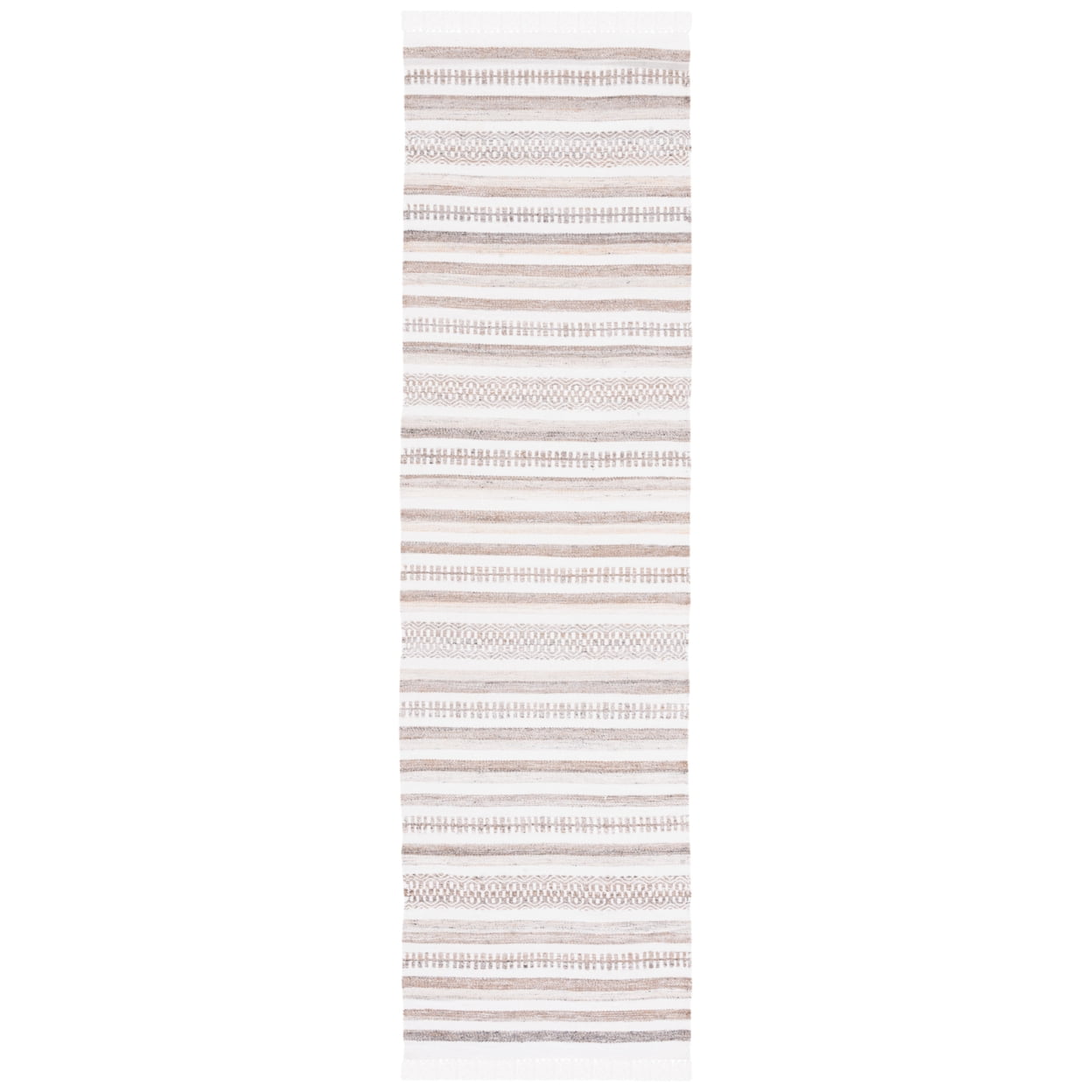 SAFAVIEH Kilim Mandy Striped Polyester Area Rug, Ivory/Light Brown, 6' x 6' Square