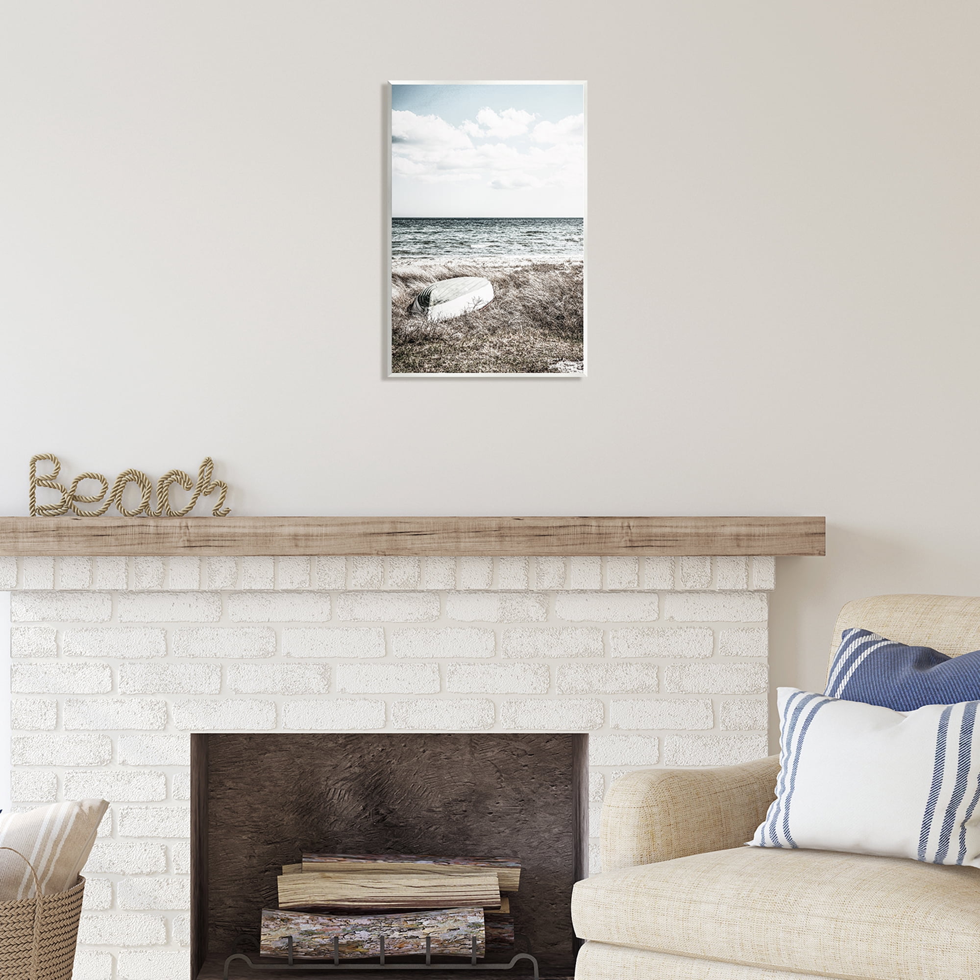 Stupell Industries Boat on Beach Coast Nature Photography Unframed Art Print Wall Art, 13 x 19