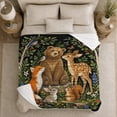 thumbnail image 5 of Woodland Animal Friends Forest Scene, Peaceful Woodland Scene, Warm Flannel Blanket for Living Room and Reading Nook, Wildlife Lovers Friendship Gift, Artistic Home Decor, 5 of 9