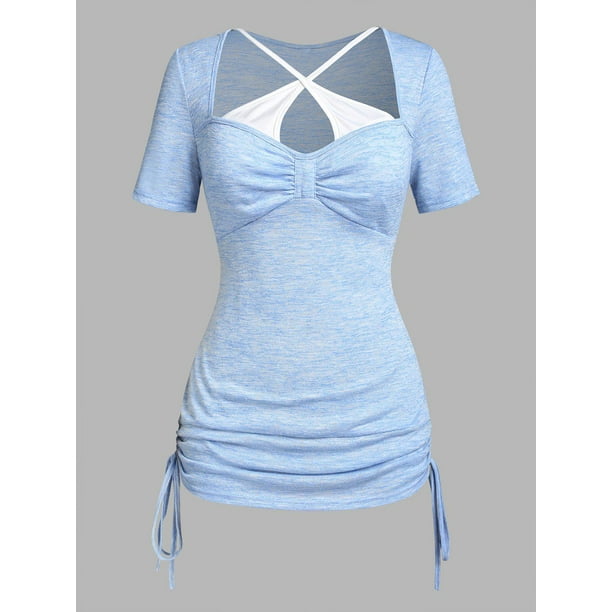 Camiseta con Puntilla Escotada de Talla Extra Rosegal Camisetas tallas grandes