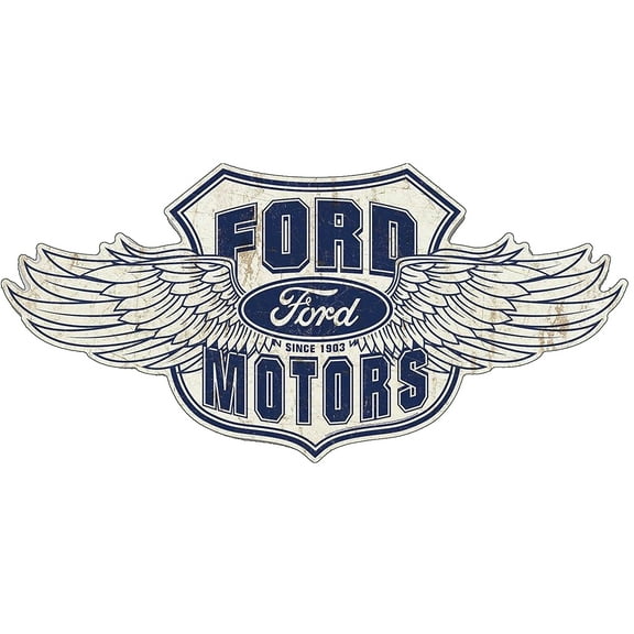 Large Embossed Aluminum Die Cut Ford Winged Logo Sign