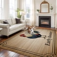 thumbnail image 5 of 6x9 Washable Area Rug, Farmhouse Non-Slip Large Rectangle Rug for Living Room Dining Room, Early Rooster Animals Wood Grain Retro Border Indoor Floor Mat for Home Decor, 5 of 9