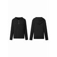 thumbnail image 3 of Womens Sweatshirts Hoodies Casual Loose Long Sleeve V Neck Button Down Pullover Fall Clothes Outfits Black XXXL, 3 of 5