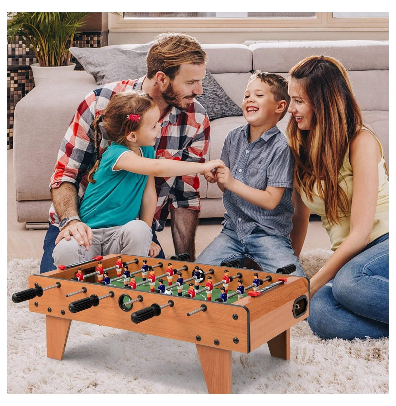 27" Foosball Table, Compact Soccer Table Game with 2 Footballs & Score Keepers, Foosball for Kids, Adults, Game Room, Family Night, Arcades, Parties